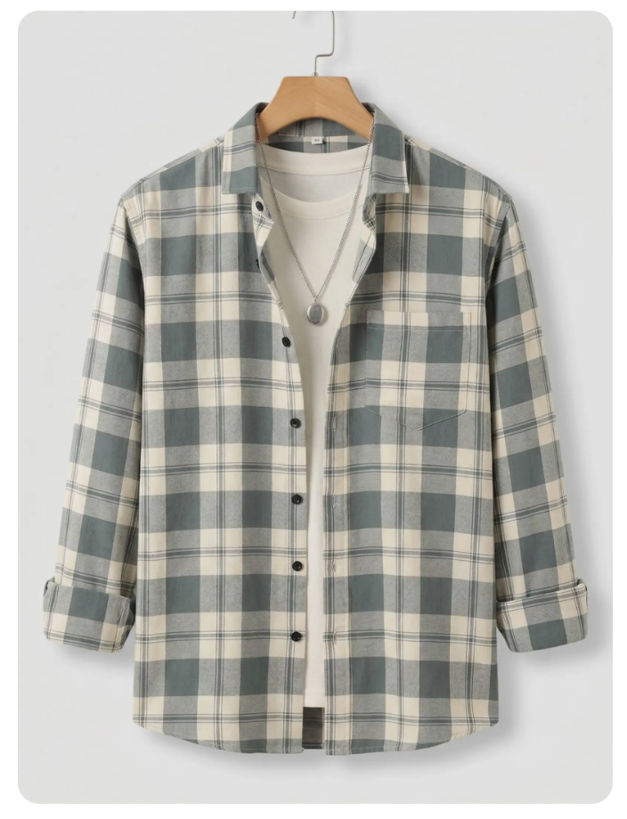 WOXEN Men Regular Fit Checkered Spread Collar Casual Shirt