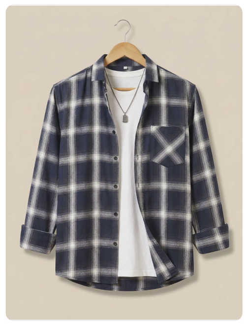 WOXEN Men Regular Fit Checkered Spread Collar Casual Shirt